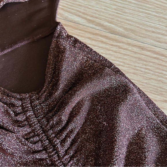 H&M Divided Brown Glitter Ruched Mini Dress Small - Picture 8 of 9